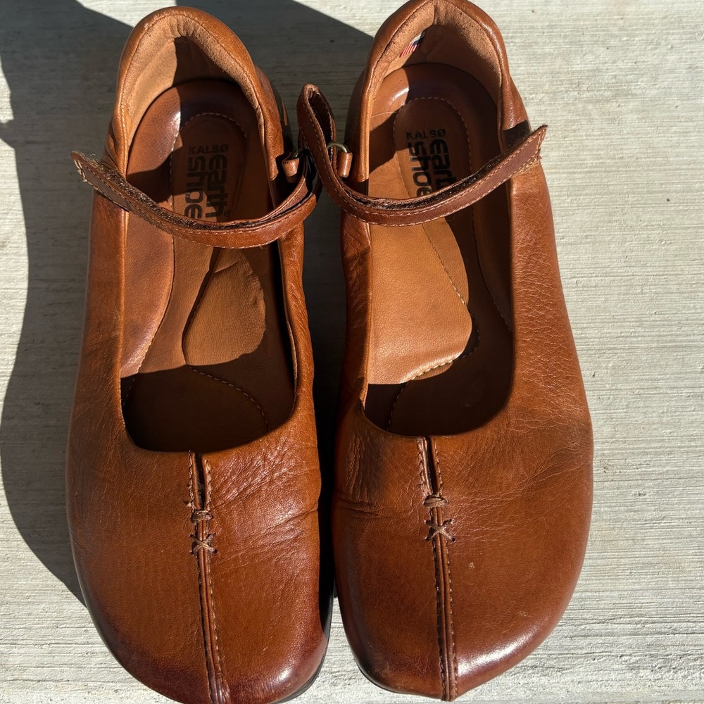 Brown Leather Mary Jane Shoes